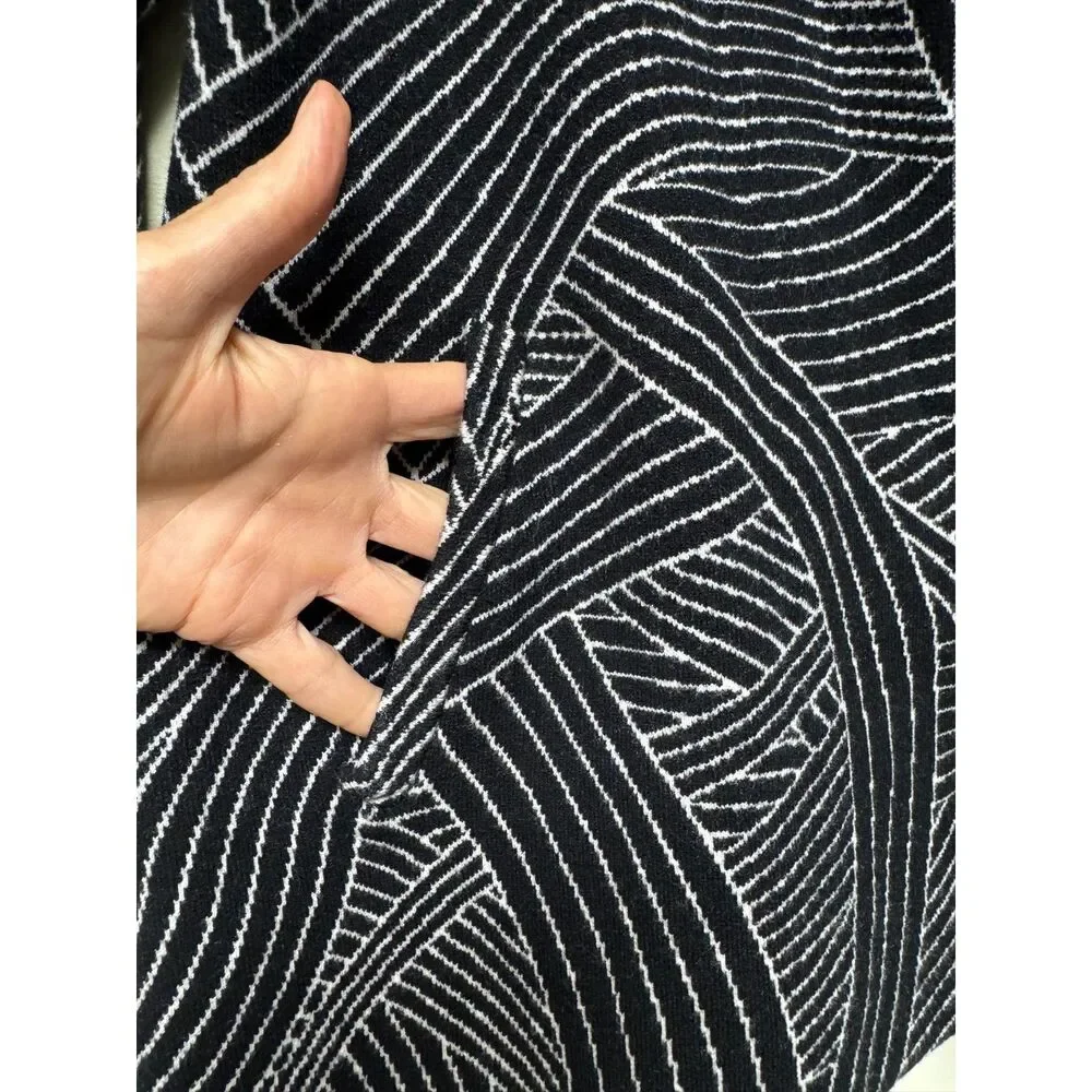 NWT - by ANTHROPOLOGIE Pietra Black/White Knit Single Snap 3/4 Sleeve Jacket, S